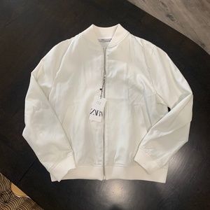 Zara White Bomber Jacket SZ XL